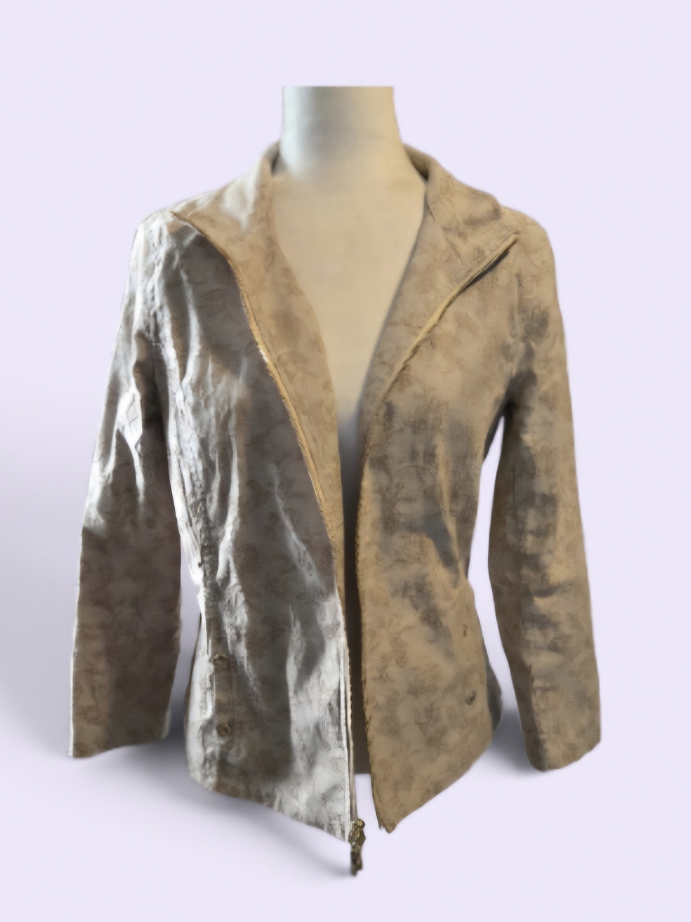 St. John Taupe Suede-Look Zip Jacket